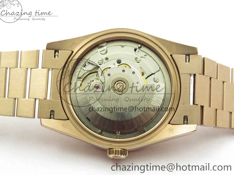 AAA Replica Watches on President A 2689 BP White ComfortFit Crystal Crystal Marker MOP RG Best Edition 128235 Dial Day-Date Bracelet RG 36mm 1218